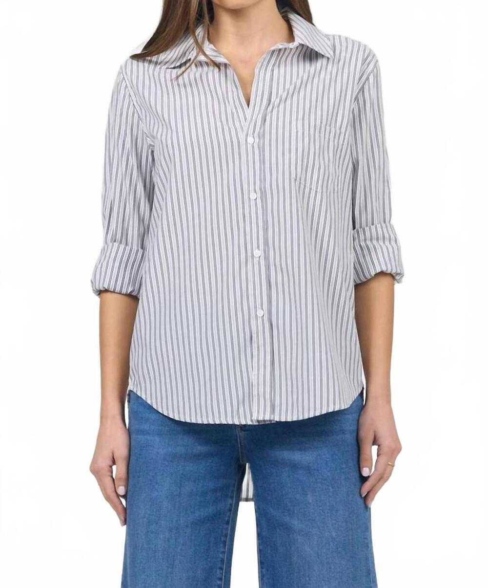 NEW DEAR JOHN DENIM galina long sleeve top in chalkboard stripe